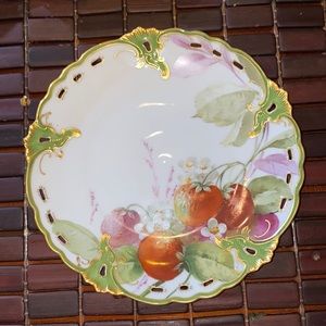Antique Nymphenburg Reticulated Fruit Dessert Plate Porcelain strawberry Flowers